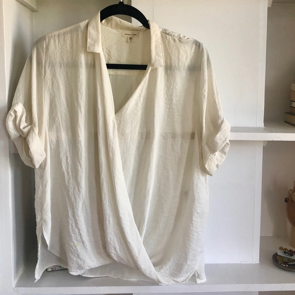 Sheer draping white blouse